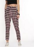 Roadster Black & Pink Regular Fit Checked Regular Trouser Women