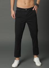 Roadster Black Regular Fit Solid Regular Trousers men