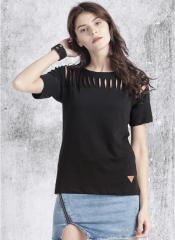 Roadster Black Solid Regular Top women