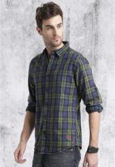 Roadster Blue Checked Regular Fit Casual Shirt men