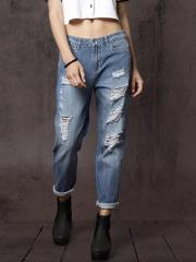 Roadster Blue Mid Rise Boyfriend Fit Jeans women