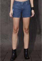 Roadster Blue Printed Shorts women