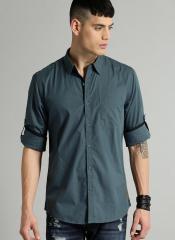 Roadster Blue Regular Fit Solid Casual Shirt men