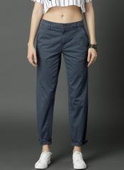 Roadster Blue Regular Fit Solid Regular Trouser women