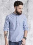 Roadster Blue Solid Regular Fit Casual Shirt men