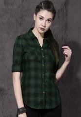 Roadster Green Checked Shirt women