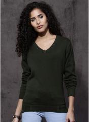 Roadster Green Solid Sweater women