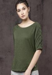 Roadster Green Solid T Shirt women