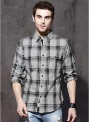 Roadster Grey Checked Casual Shirt men