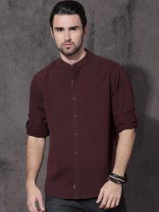 Roadster Maroon Solid Casual Shirt men