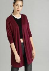 Roadster Maroon Solid Shrugs women