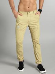 Roadster Men Beige Slim Fit Solid Chinos