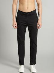 Roadster Men Black Regular Fit Solid Regular Trousers