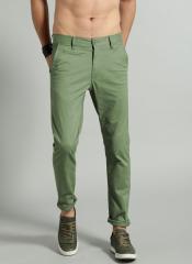 Roadster Men Green Regular Fit Solid Chinos