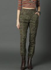 Roadster Olive Green Regular Fit Printed Joggers women