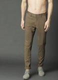 Roadster Olive Solid Regular Fit Regular Trouser Men