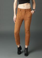 Roadster Tan Solid Regular Fit Regular Trouser women