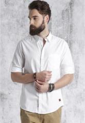 Roadster White Solid Regular Fit Casual Shirt men