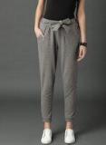 Roadster Women Grey Melange Regular Fit Solid Joggers