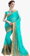 Roop Kashish Aqua Blue Embroidered Saree women