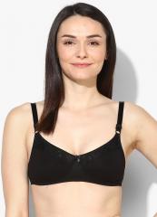 Rosaline Black Solid Full Non Padded T Shirt Bra women