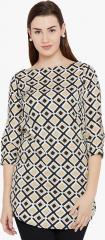 Ruhaans Beige & Black Printed Tunic women