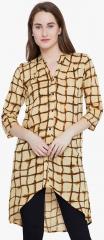 Ruhaans Beige Checked Tunic women