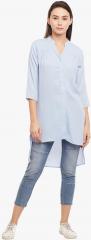 Ruhaans Light Blue Solid Tunic women