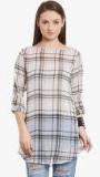 Ruhaans Off White Checked Tunic Women