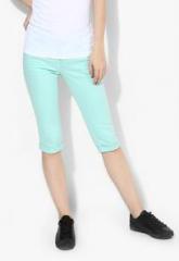 S Oliver Aqua Blue Solid Capri women