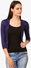 Saadgi Navy Blue Solid Shrug women