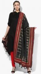 Sabhyata Black Printed Cotton Dupatta women