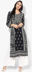 Sabhyata Black Printed Cotton Kurta women