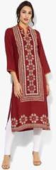 Sabhyata Maroon Printed Rayon Kurta women