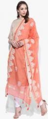 Sabhyata Pink Embroidered Cotton Dupatta women