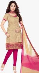 Salwar Studio Beige Embroidered Dress Material women