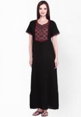 Sand Dune Black Embroidered Nightwear women