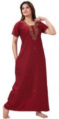 Sand Dune Embroidered Maroon Nightwear women