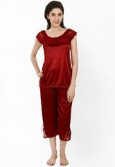 Sand Dune Maroon Night Suit women