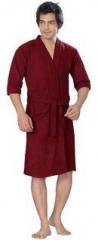 Sand Dune Solid Maroon Water Absorbent Bathrobe men