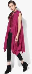 Sangria Asymmetric Neck Sleeveless Printed Shrug women