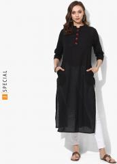 Sangria Black Embroidered Straight Kurta women