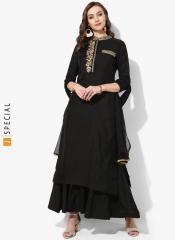 Sangria Black Solid Kurta With Palazzos & Dupatta women