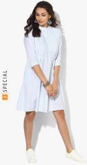 Sangria Blue Self Design Shift Dress women