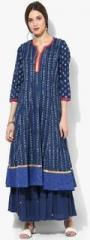 Sangria Henley Embroidered Hi Low Length Printed Anarkali With 3/4Th Sleeves men