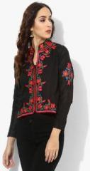 Sangria Mandarin Collar Embroidered Jacket women