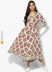 Sangria Multicoloured Mandarin Collar 3/4Th Sleeves Printed Circular Anarkali women