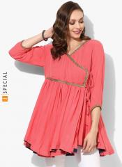 Sangria Pink Self Design Wrap Top women