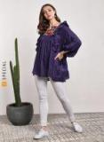 Sangria Purple Solid Boxy Top Women