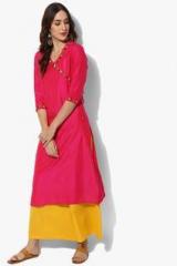 Sangria V Neck 3/4Th Sleeves Solid Kurta With Contrast Triangle Detailing With Solid Palazzo men